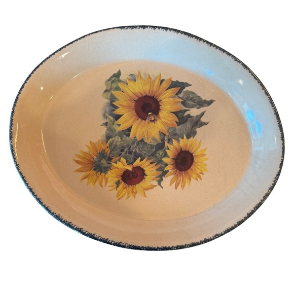 Home & Garden Party Sunflower Bumblebee Oval Serving Platter USA 2001 13" - Picture 8 of 8